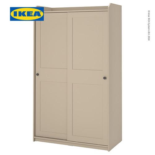 [EZO.0500961] IKEA HAUGA Lemari Pakaian Dengan Pintu Geser Krem Minimalis 118x55x199 cm