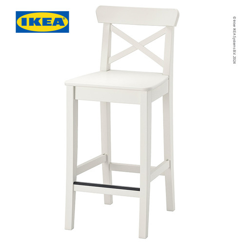 [EZO.0501054] IKEA INGOLF Kursi Bar Minimalis Dengan Sandaran Putih 63cm