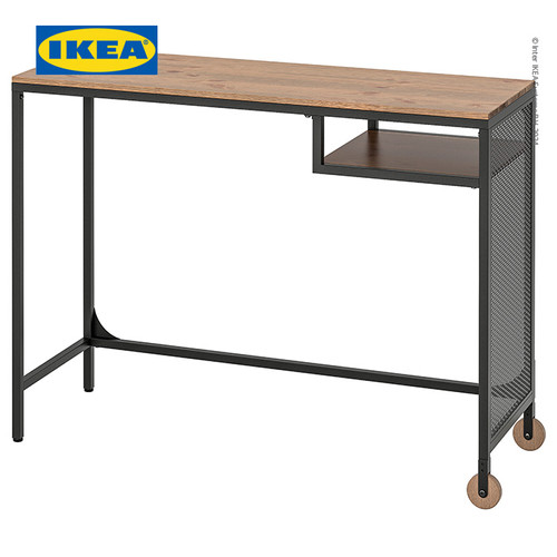 [EZO.0501081] IKEA FJALLBO Meja Kerja Untuk Laptop dengan Roda Hitam 100x36 cm