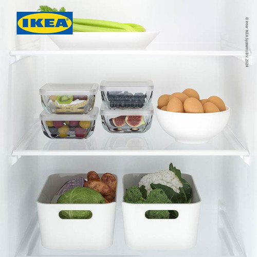 [EZO.0501127] IKEA BESTAMMA Tempat Makanan Dengan Tutup Kaca Persegi 0.5L