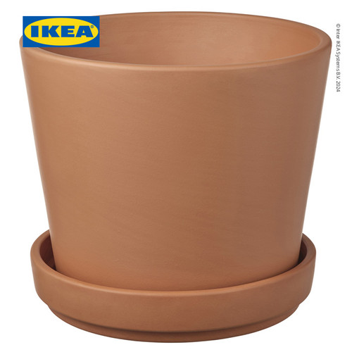 [EZO.0501316] IKEA BRUNBAR Pot Tanaman Dengan Alas Bahan Tanah Liat 15 cm