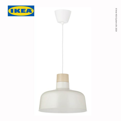 [EZO.0501349] IKEA BUNKEFLO Lampu Gantung Putih/Kayu Diameter 36cm