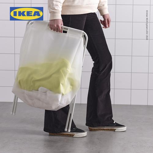[EZO.0501451] IKEA JALL Tempat Cucian / Pakaian Kotor Dengan Stand Putih 50L