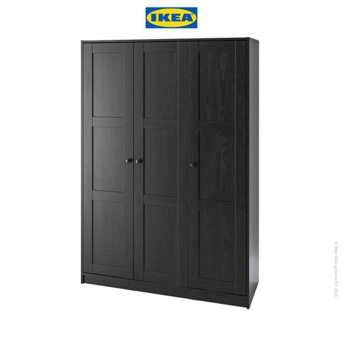[EZO.0501512] IKEA RAKKESTAD Lemari Pakaian 3 Pintu Minimalis Hitam 117x176 cm