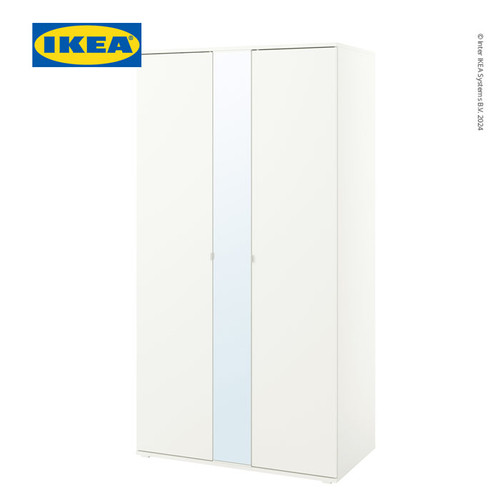 [EZO.0501515] IKEA VIHALS Lemari Pakaian 2 Pintu Dengan Cermin Putih 105x57x200 cm