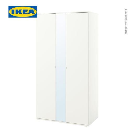 [EZO.0501515] IKEA VIHALS Lemari Pakaian 2 Pintu Dengan Cermin Putih 105x57x200 cm