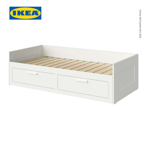 [EZO.0501576] IKEA BRIMNES Rangka Tempat Tidur / Dipan Dengan 2 Laci Putih 80x200cm