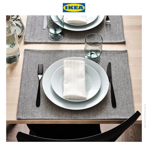[EZO.0501839] IKEA SILVERARV Alas Piring Krem/Biru 35x45cm