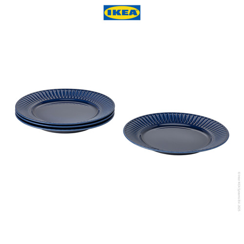 [EZO.0501860] IKEA STRIMMIG Piring Minimalis Biru 27cm Isi 4pcs
