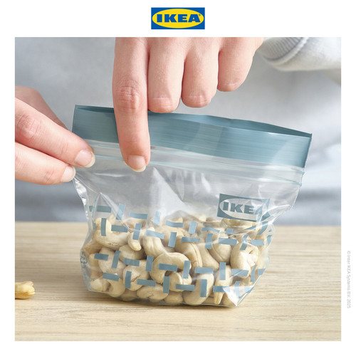 [EZO.0501868] IKEA ISTAD Kantong Plastik Klip Penyimpan 0.3L Berpola Abu-abu Hijau si 25pcs