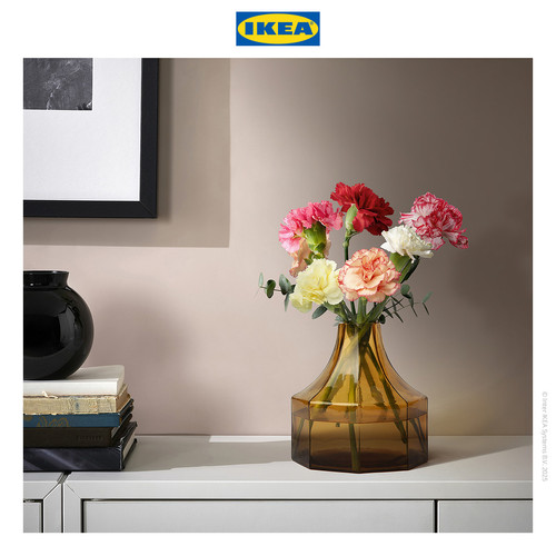 [EZO.0501871] IKEA GOKVALLA Vas Bunga Minimalis Kuning Bahan Kaca 14x14x14cm