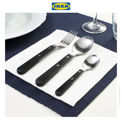 [EZO.0501875] IKEA LIVNARA Set Peralatan Makan Hitam Isi 18pcs
