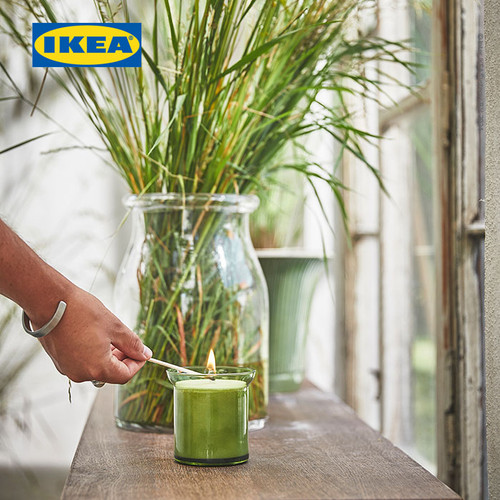 [EZO.0501876] IKEA HEDERSAM Lilin Beraroma Dalam Gelas Rumput Segar 50 Jam