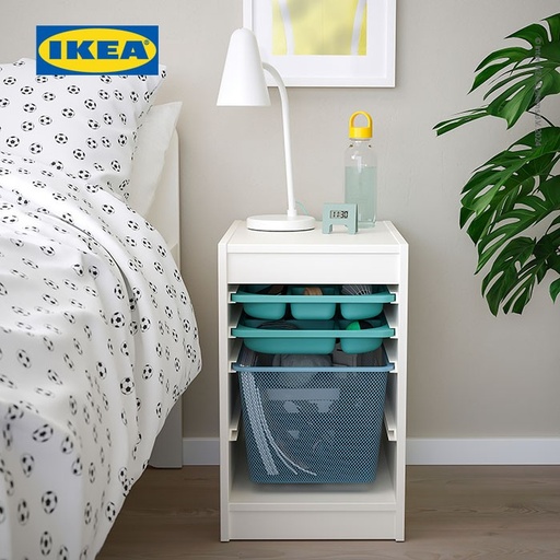 [EZO.0501879] IKEA TROFAST Kombinasi Penyimpanan Dengan Kotak dan Baki Putih/Toska 34x44x56cm