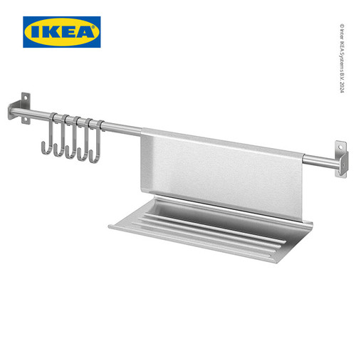 [EZO.0501887] IKEA KUNGSFORS Rel Dinding Dengan 5 Kait Dan Stand Tablet 56cm
